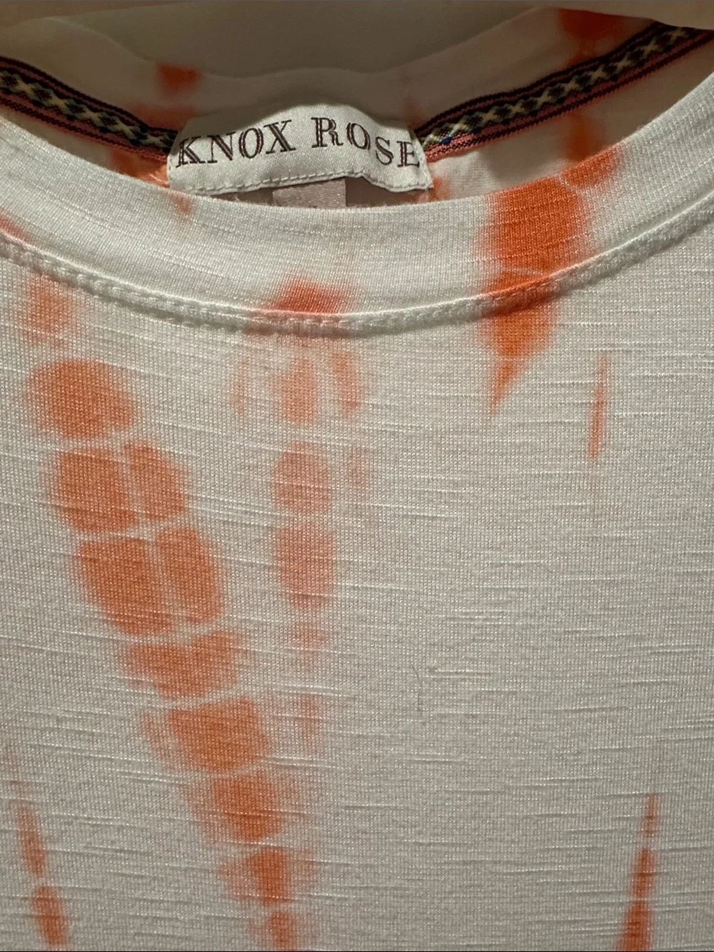 Knox Rose White & Tangerine 🍊 Tie-Dye Lace Ruffle Sleeve Top